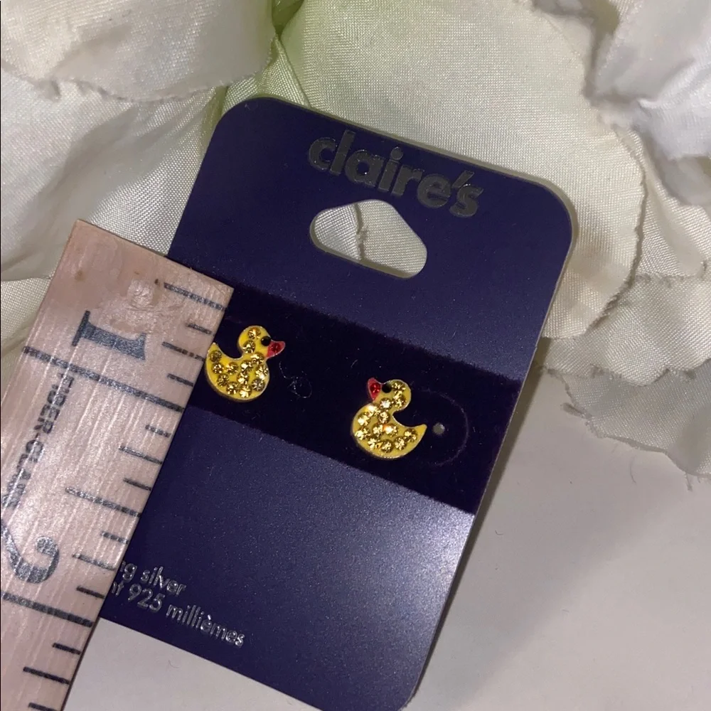 Claire's Yellow Duck Earrings Stud